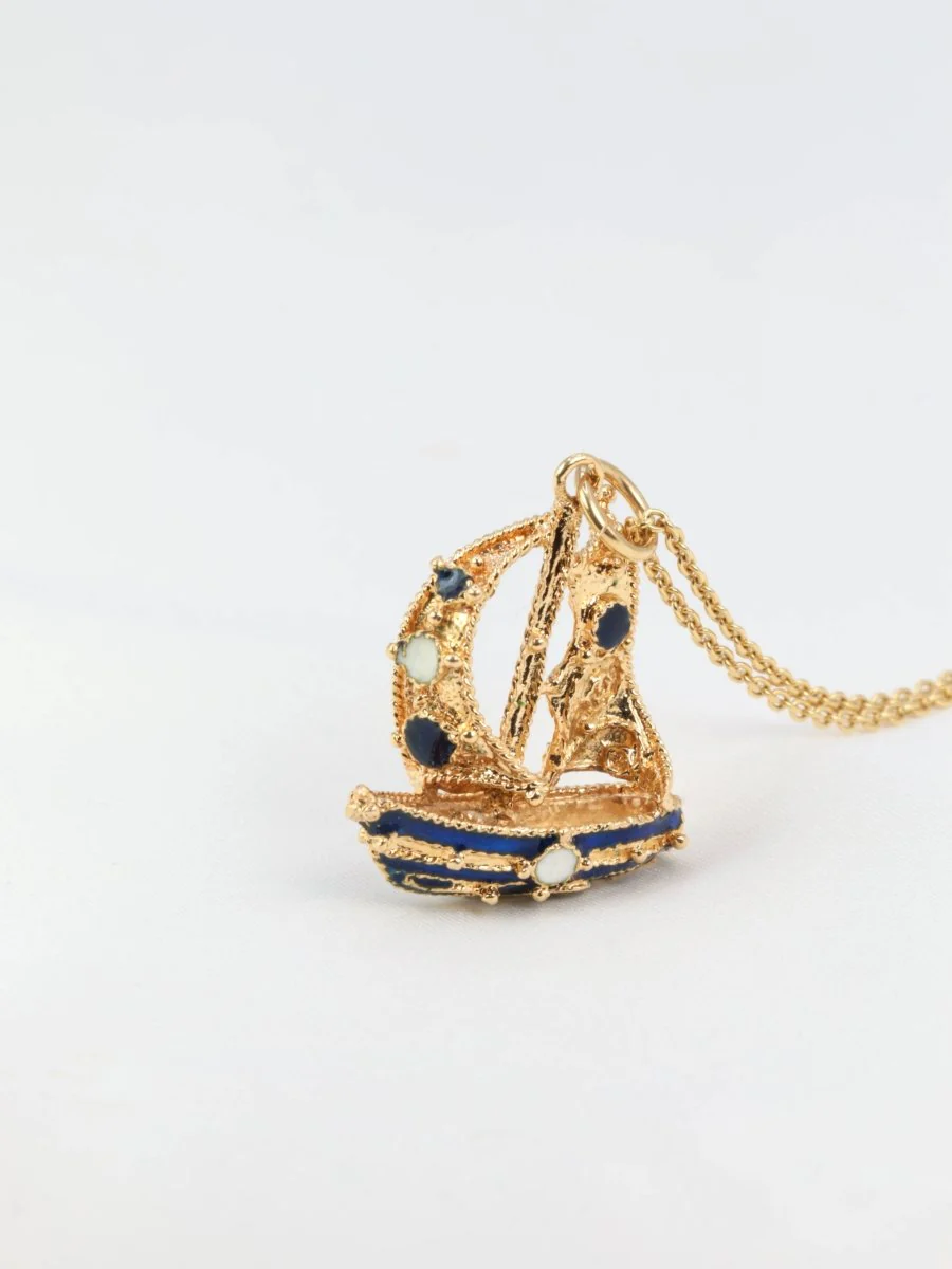 Pendentif vintage Voilier émail - Image 7