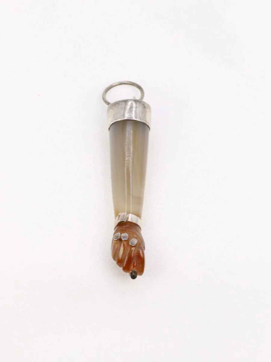 Pendentifs main de figa vintage argent pierres dures - Image 7