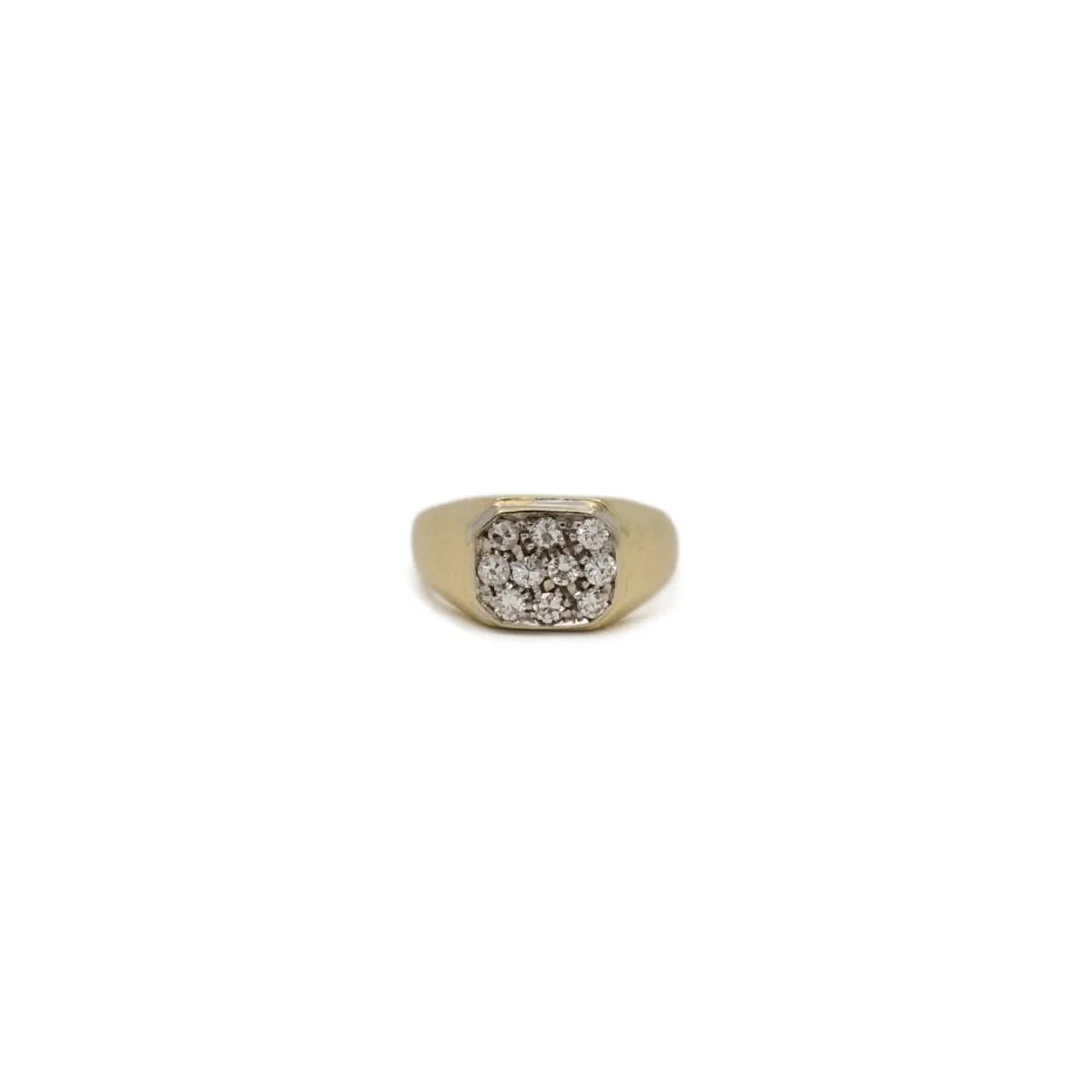 Bague Chevalière en or jaune, or blanc et diamants