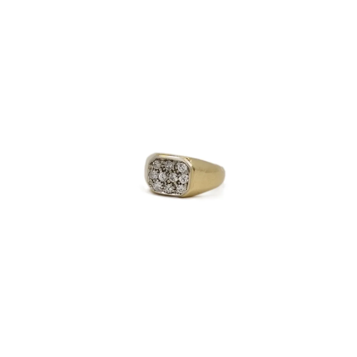 Bague Chevalière en or jaune, or blanc et diamants - Image 3