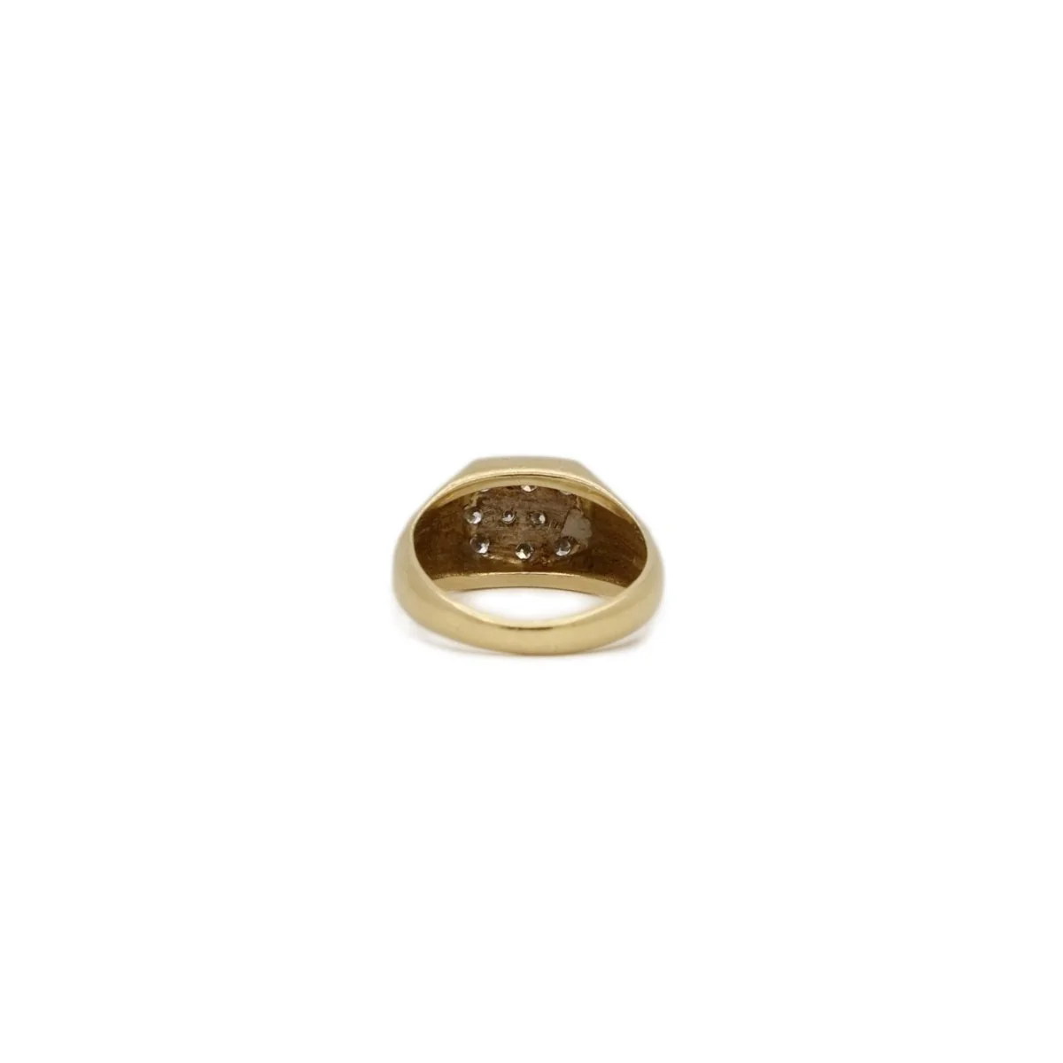 Bague Chevalière en or jaune, or blanc et diamants - Image 4