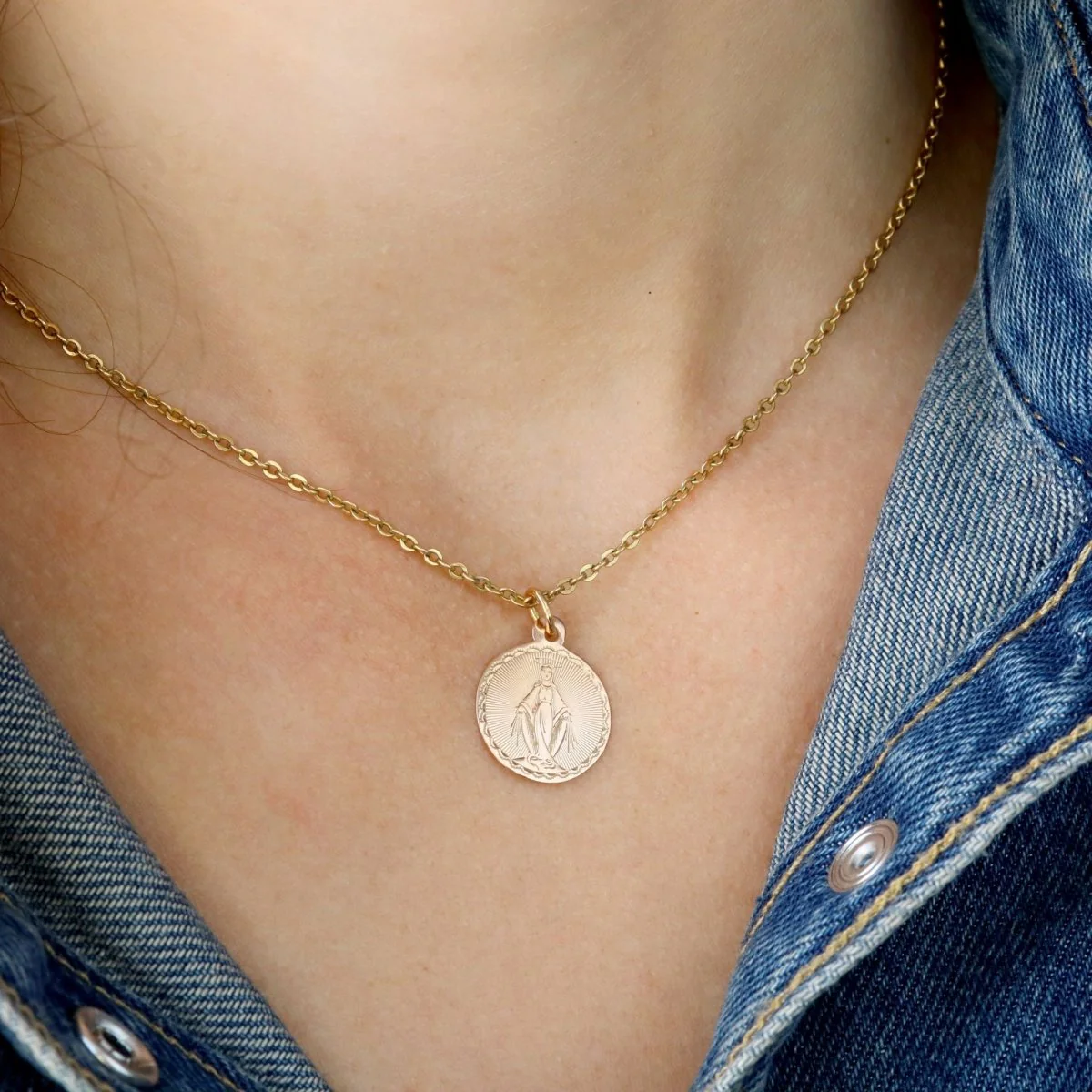 Pendentif Vierge miraculeuse en or rose - Image 6