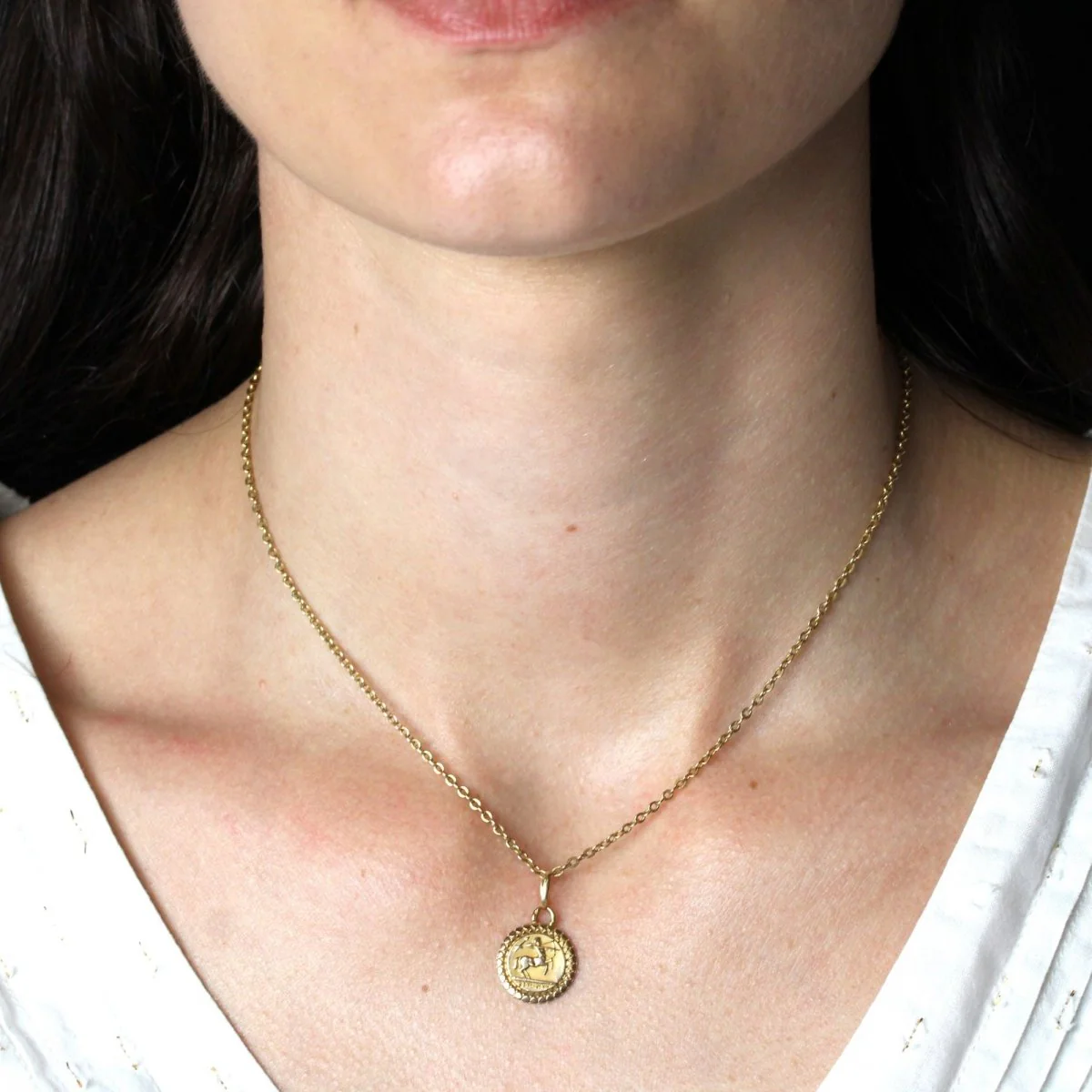 Petite médaille Sagittaire or rose - Image 2
