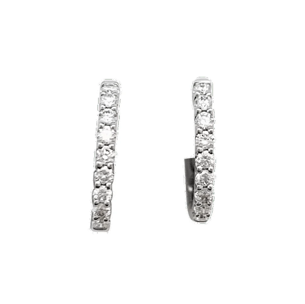 Boucles d'oreilles Créoles en or blanc et diamants