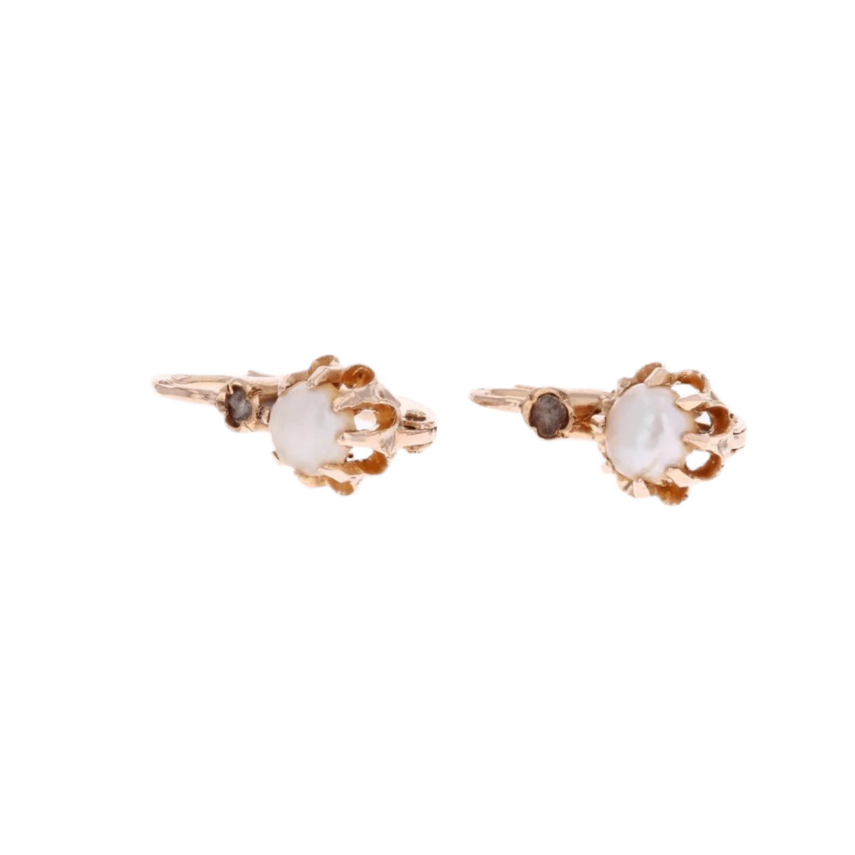 Boucles d'oreilles Dormeuses en or rose, perles et diamants - Image 5