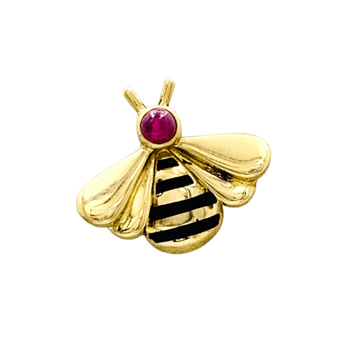 Épingle CARTIER en or jaune, émail et rubis