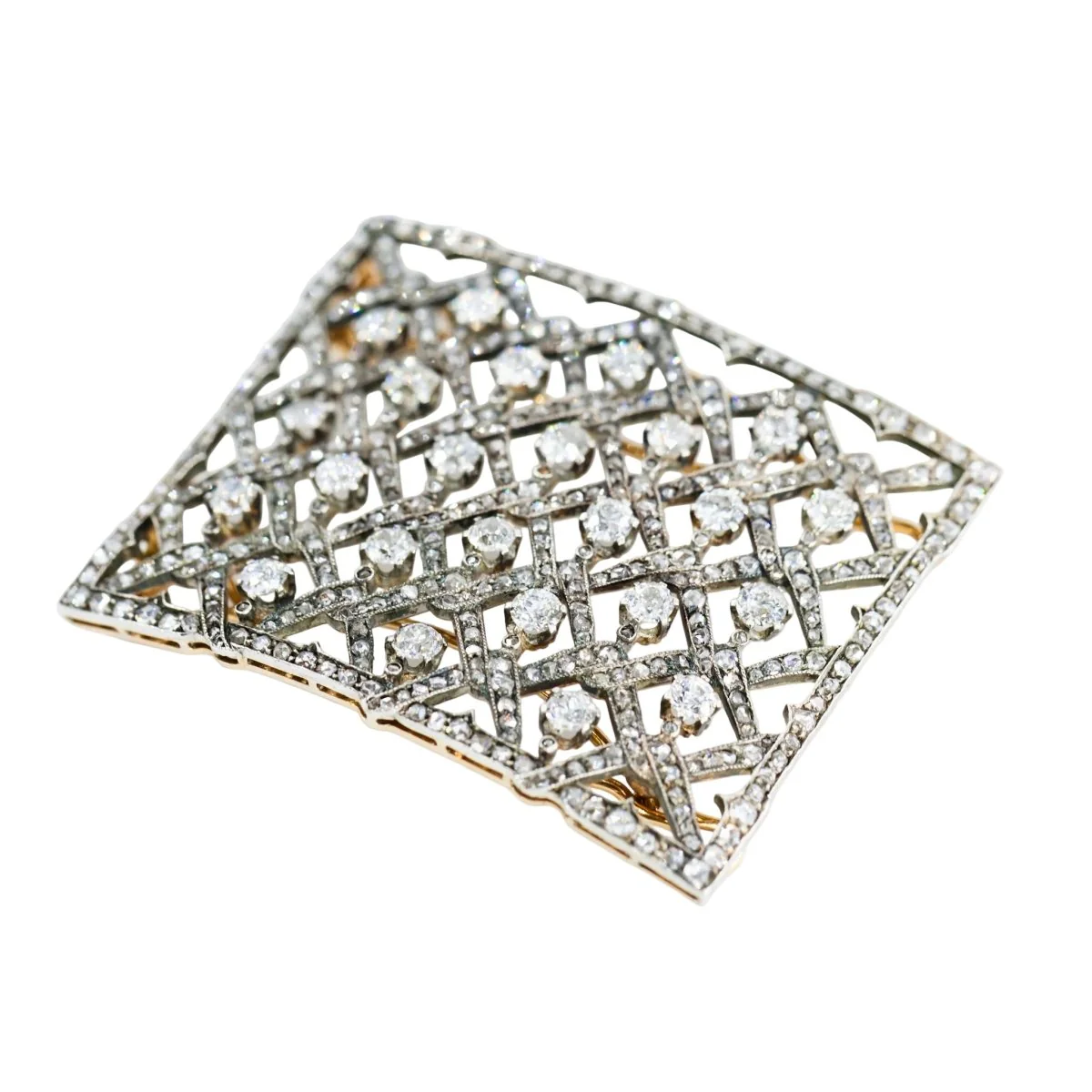 Plaque de cheveux en or jaune, argent et diamants - Image 3