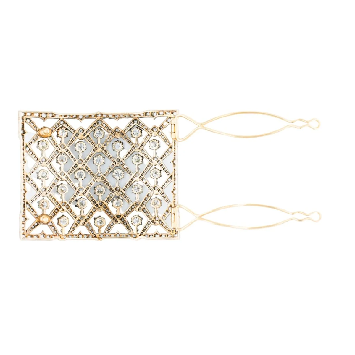 Plaque de cheveux en or jaune, argent et diamants - Image 5