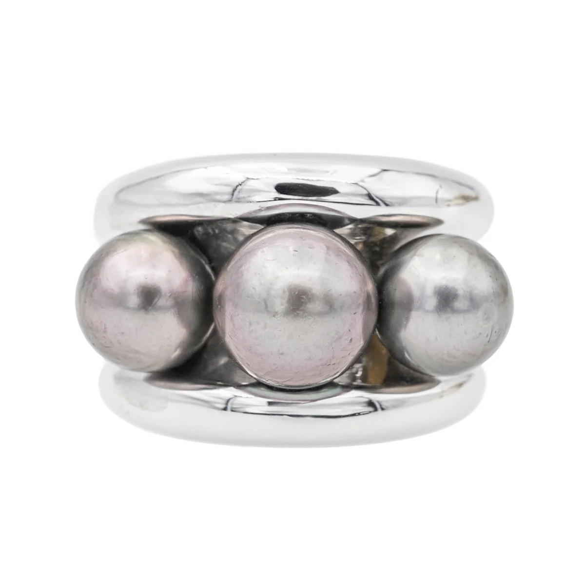 Poiray Bague Cocktail Fidji Or blanc Perle