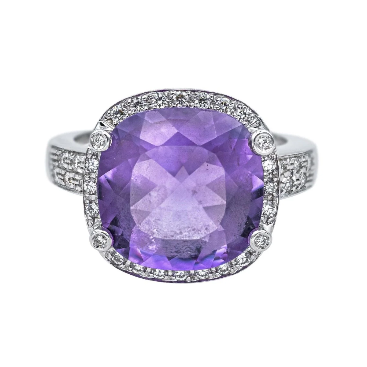 Bague Cocktail POIRAY "Filles Antik" en or blanc, améthyste et diamants