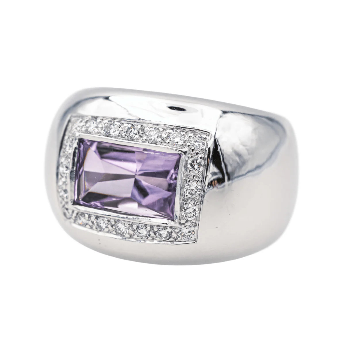 Bague Bandeau POIRAY "Thessalie" en or blanc, améthyste et diamants - Image 3