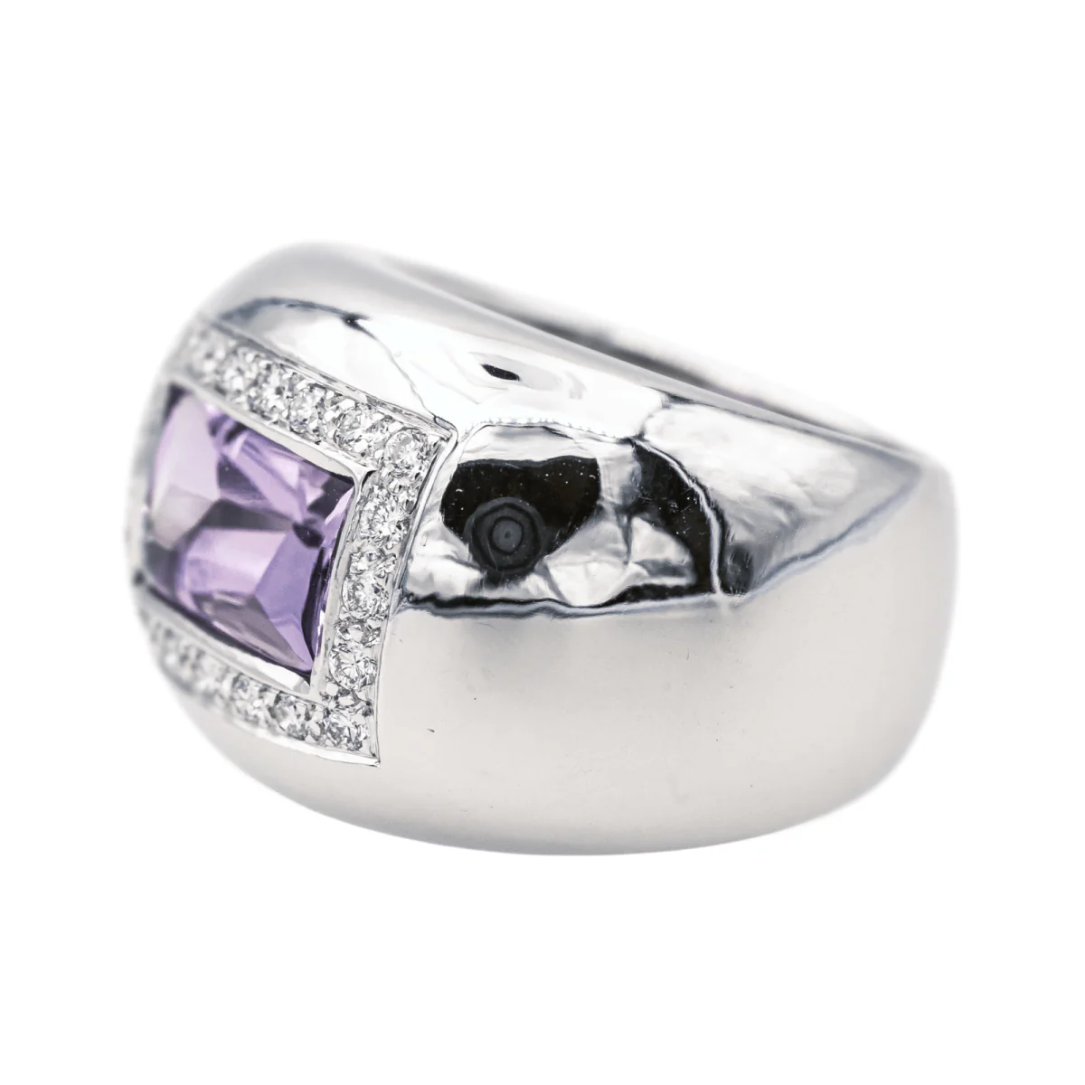 Bague Bandeau POIRAY "Thessalie" en or blanc, améthyste et diamants - Image 4