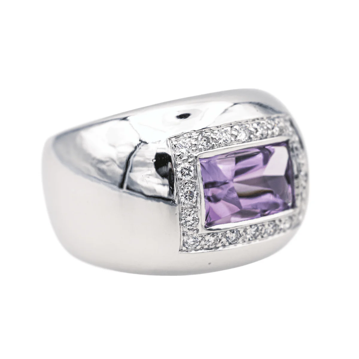 Bague Bandeau POIRAY "Thessalie" en or blanc, améthyste et diamants - Image 7