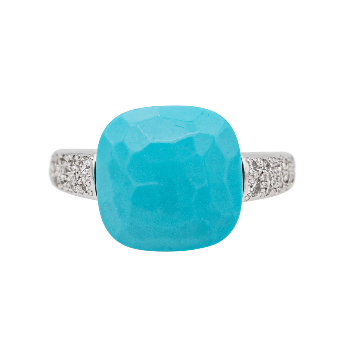 Bague POMELLATO "Capri" en or blanc, turquoise et diamants