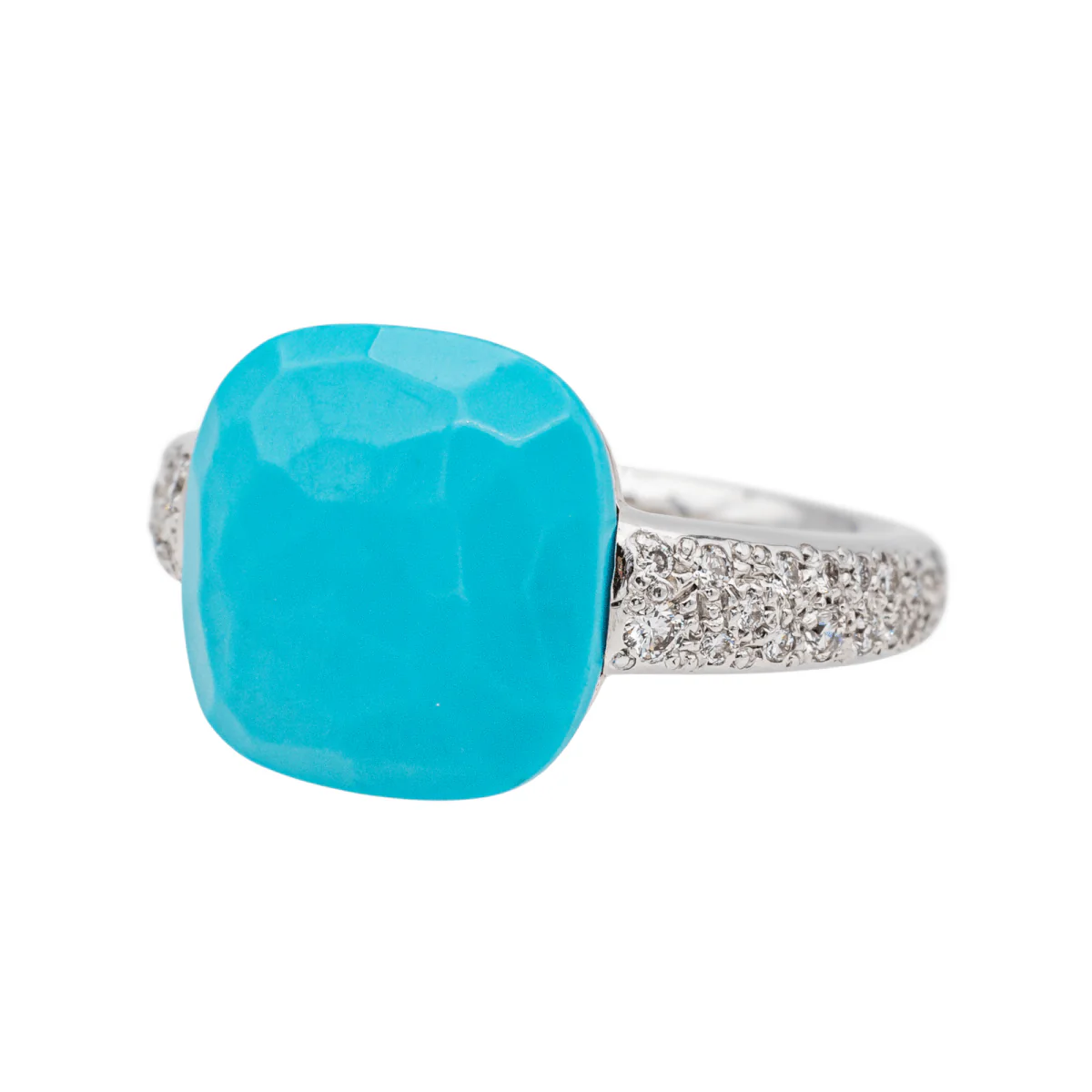 Bague POMELLATO "Capri" en or blanc, turquoise et diamants - Image 3
