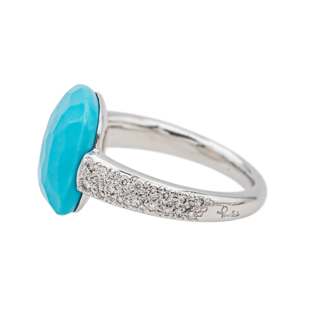 Bague POMELLATO "Capri" en or blanc, turquoise et diamants - Image 4