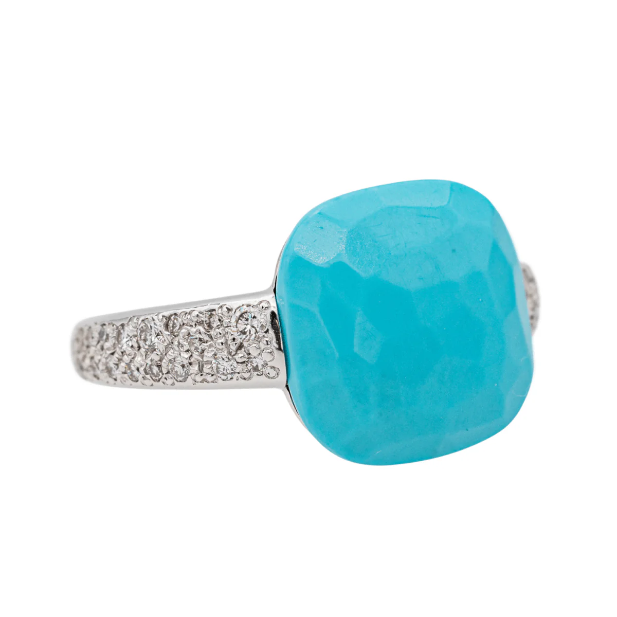 Bague POMELLATO "Capri" en or blanc, turquoise et diamants - Image 6