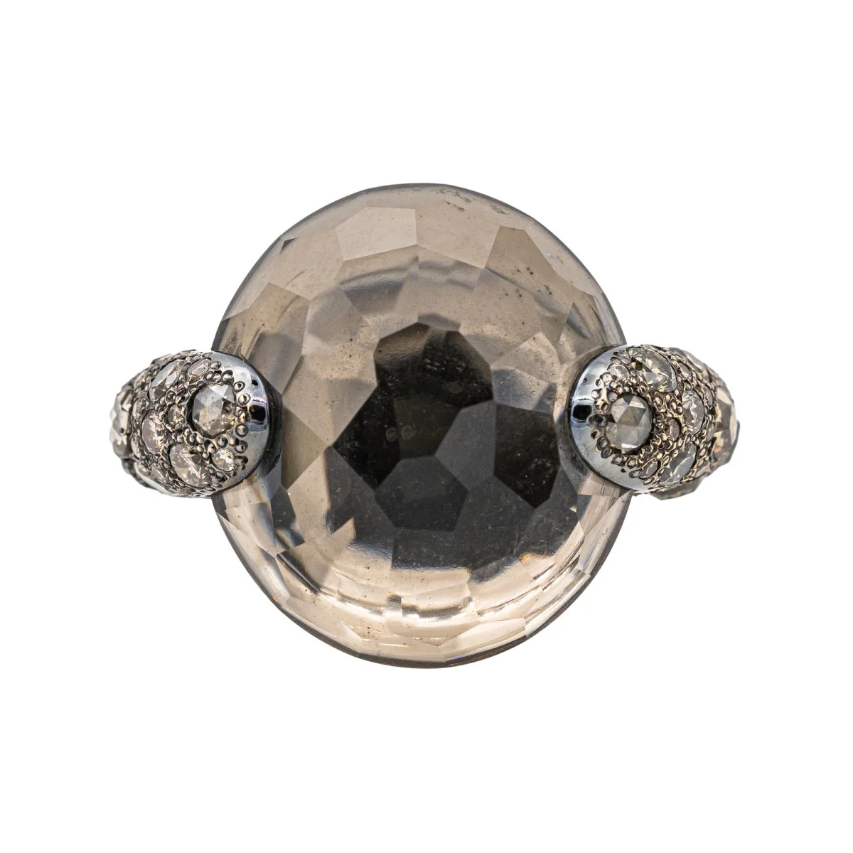 Bague Cocktail POMELLATO "Tango" en or rose, quartz fumé et diamants