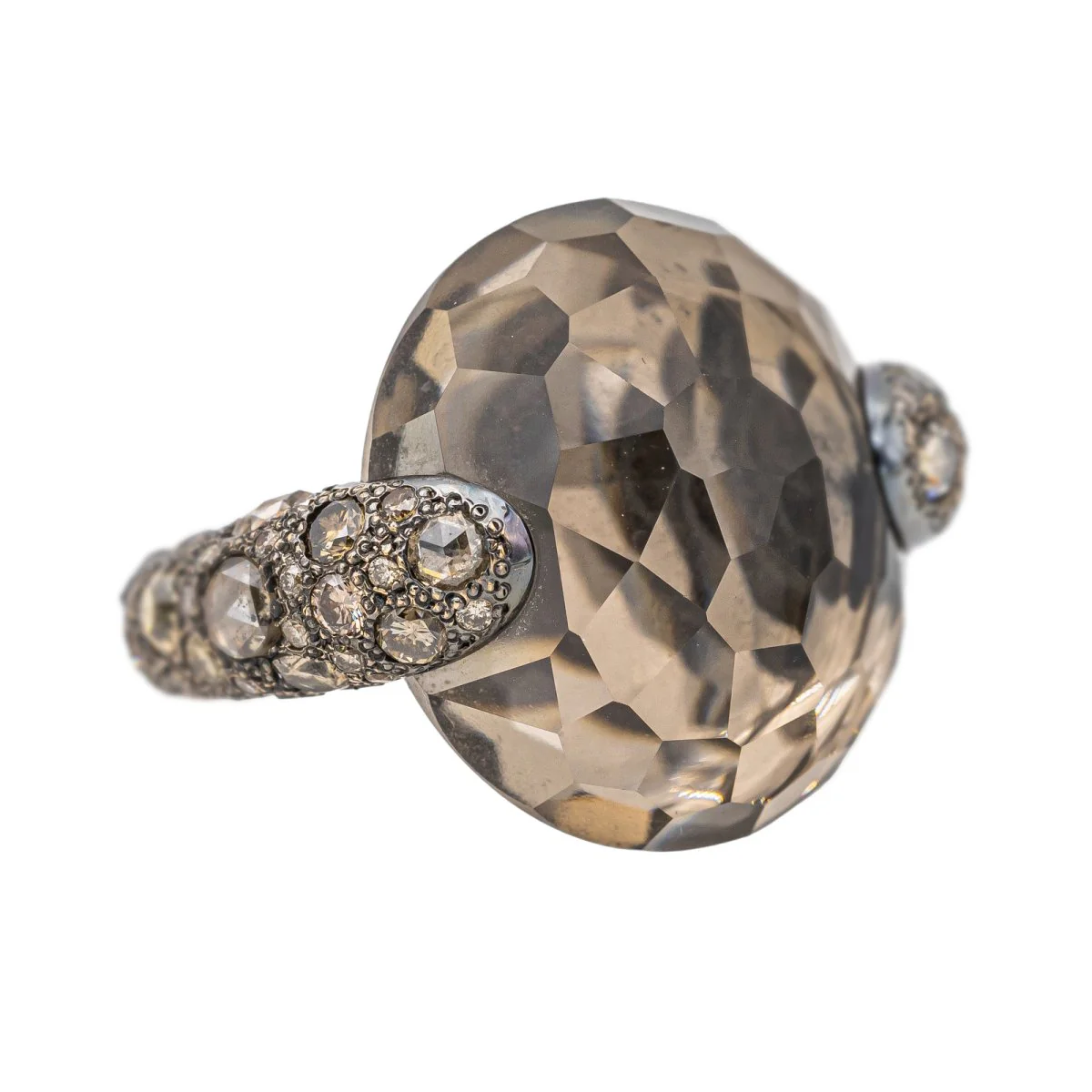 Bague Cocktail POMELLATO "Tango" en or rose, quartz fumé et diamants - Image 8