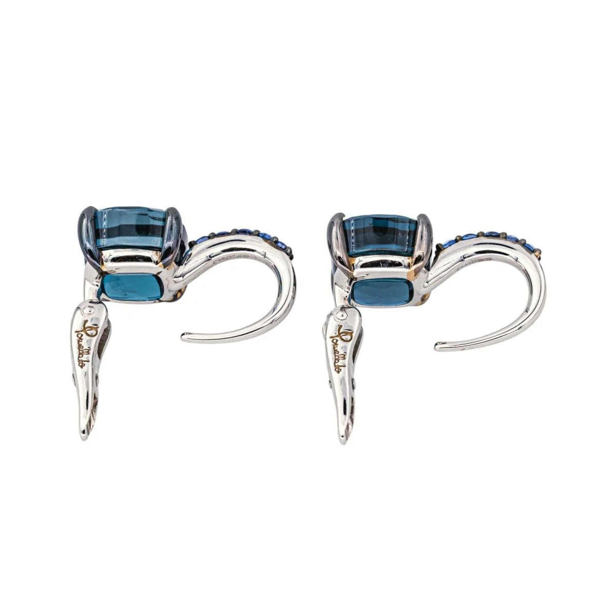 Boucles d'oreilles Dormeuses POMELLATO "Baby" en or blanc, topazes et saphirs - Image 11
