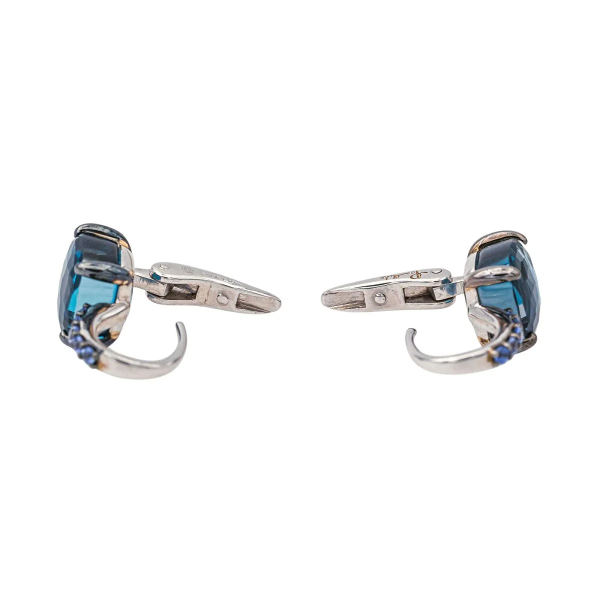 Boucles d'oreilles Dormeuses POMELLATO "Baby" en or blanc, topazes et saphirs - Image 12