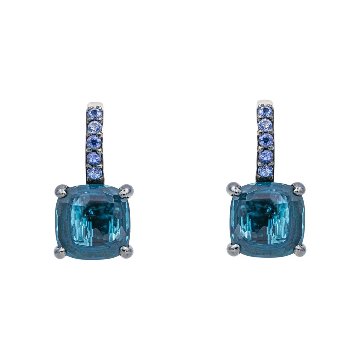 Boucles d'oreilles Dormeuses POMELLATO "Baby" en or blanc, topazes et saphirs - Image 2