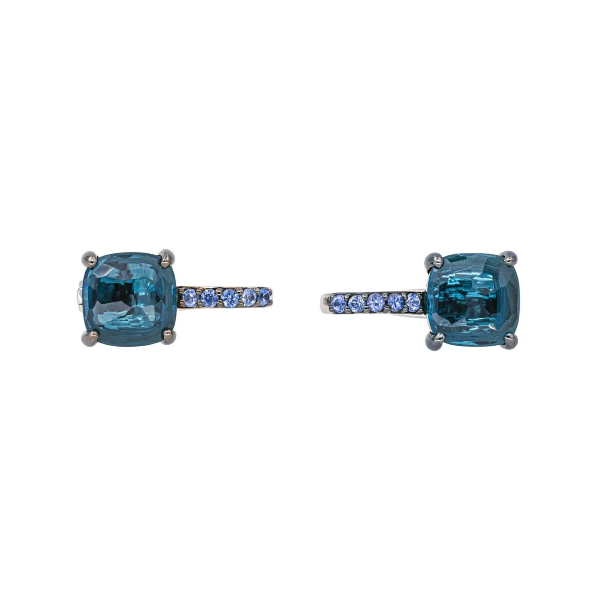 Boucles d'oreilles Dormeuses POMELLATO "Baby" en or blanc, topazes et saphirs - Image 3