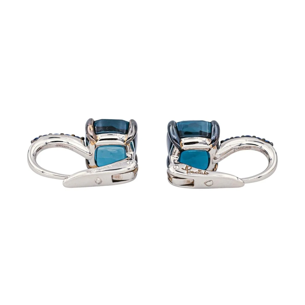 Boucles d'oreilles Dormeuses POMELLATO "Baby" en or blanc, topazes et saphirs - Image 5