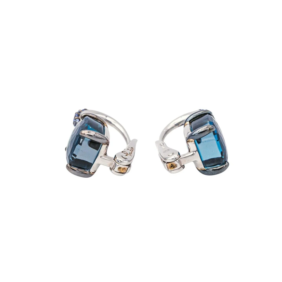 Boucles d'oreilles Dormeuses POMELLATO "Baby" en or blanc, topazes et saphirs - Image 6
