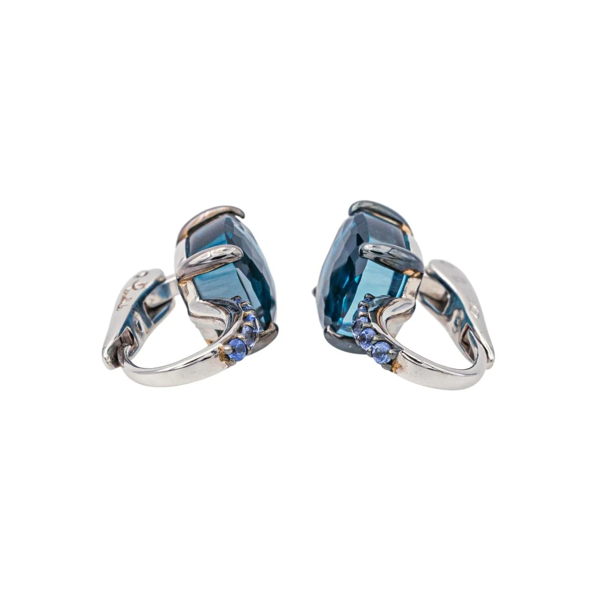 Boucles d'oreilles Dormeuses POMELLATO "Baby" en or blanc, topazes et saphirs - Image 7