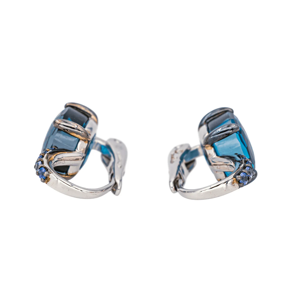 Boucles d'oreilles Dormeuses POMELLATO "Baby" en or blanc, topazes et saphirs - Image 8