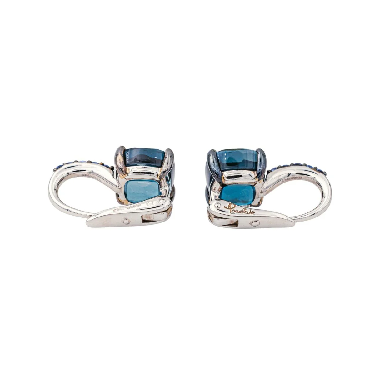 Boucles d'oreilles Dormeuses POMELLATO "Baby" en or blanc, topazes et saphirs - Image 9