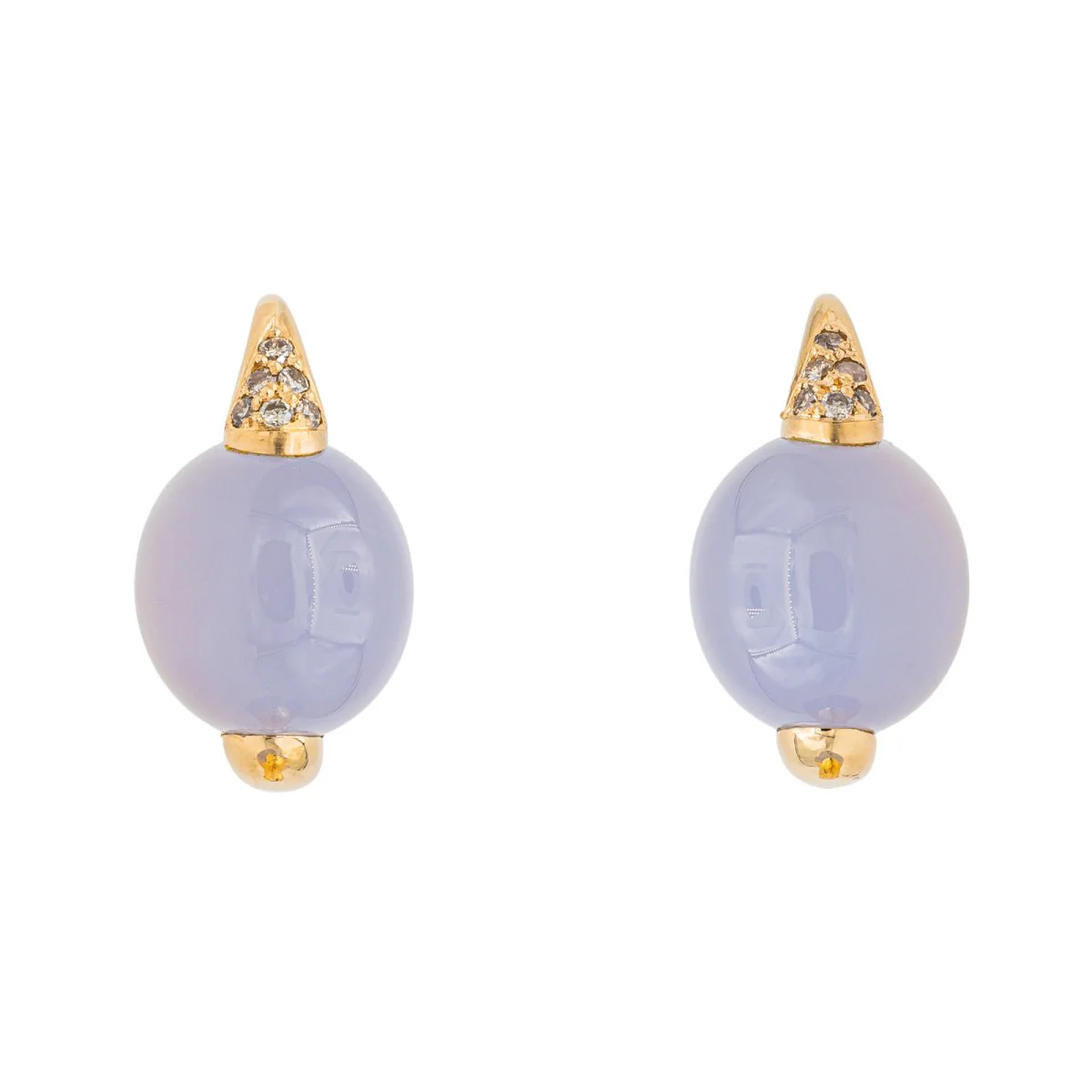 Boucles d'oreilles POMELLATO "Luna" en or jaune et calcédoine