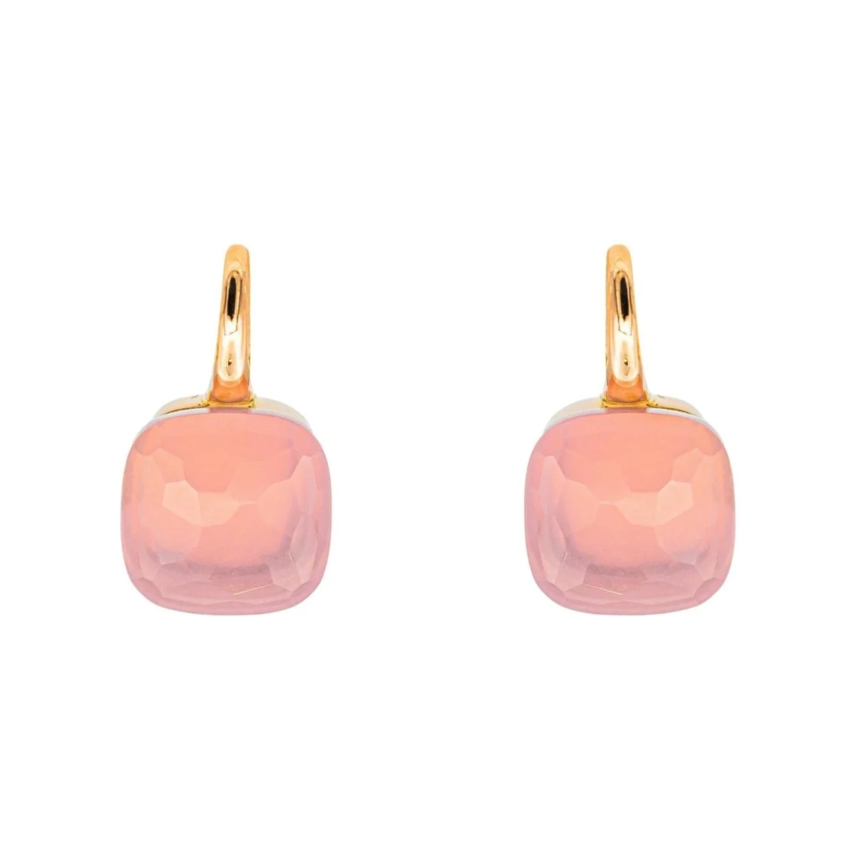 Boucles d'oreilles Dormeuses POMELLATO "Nudo" en or rose et quartz
