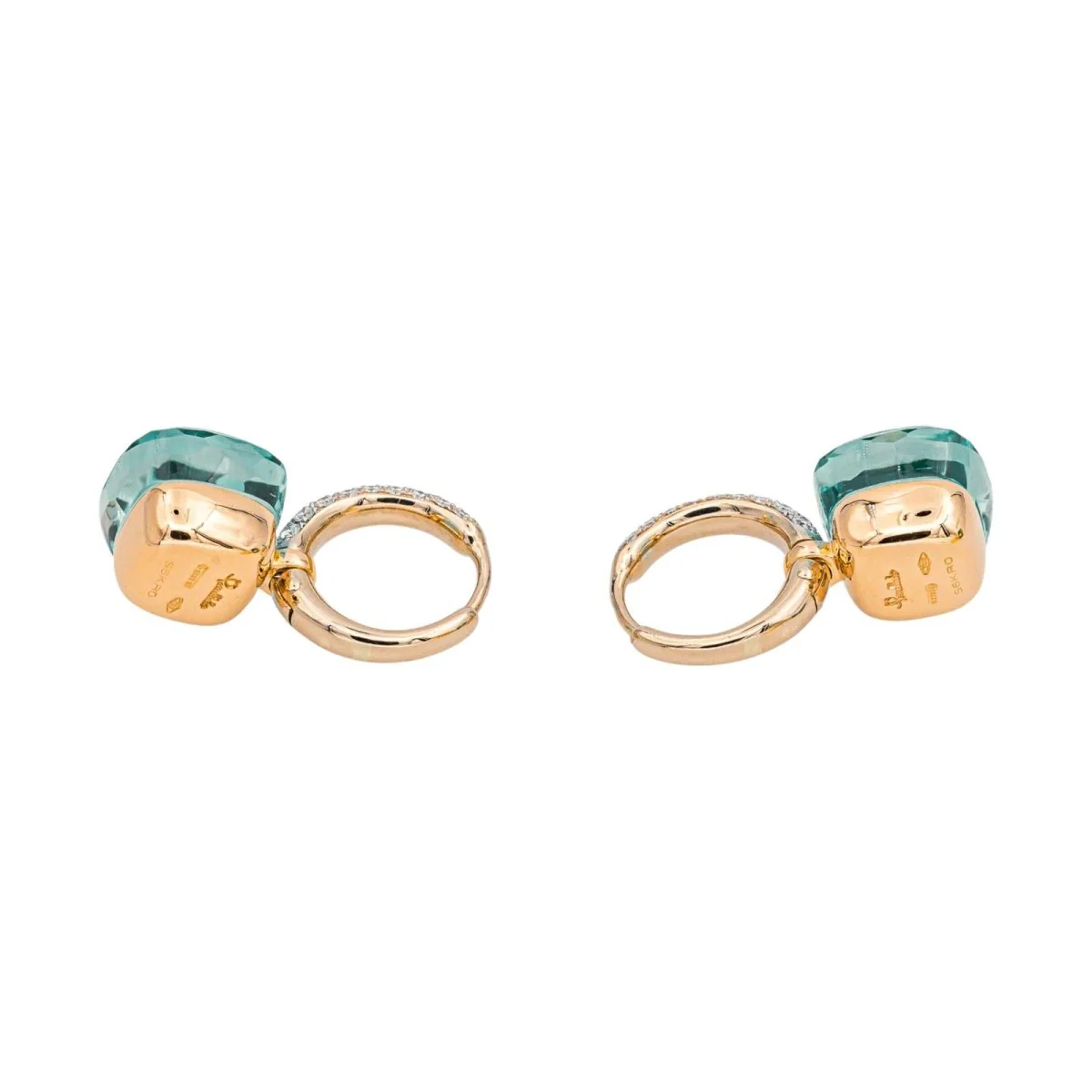 Boucles d'oreilles Dormeuses POMELLATO "Nudo" en or rose, or blanc, topazes et diamants - Image 5