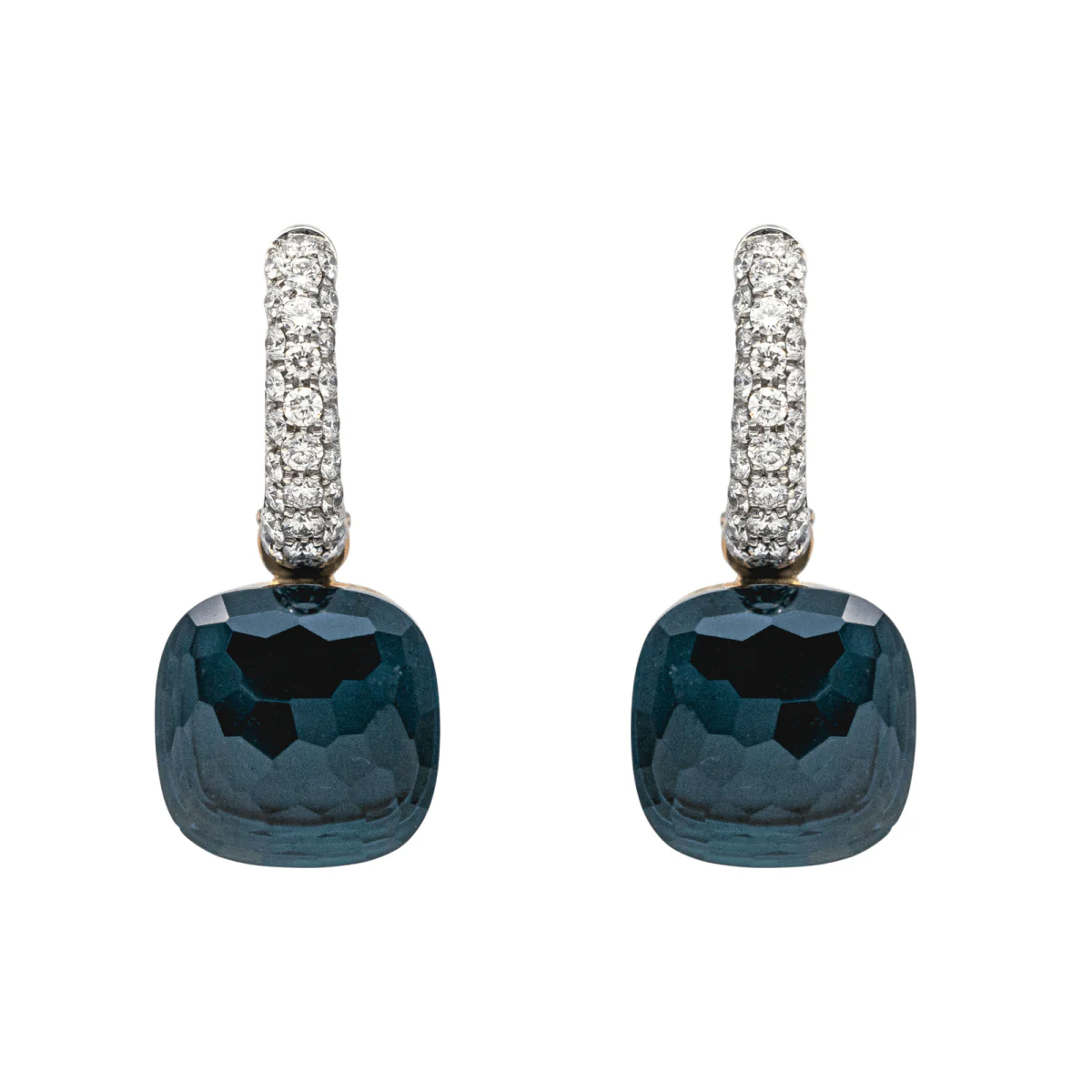 Boucles d'oreilles POMELLATO "Nudo" en or rose, topazes et diamants