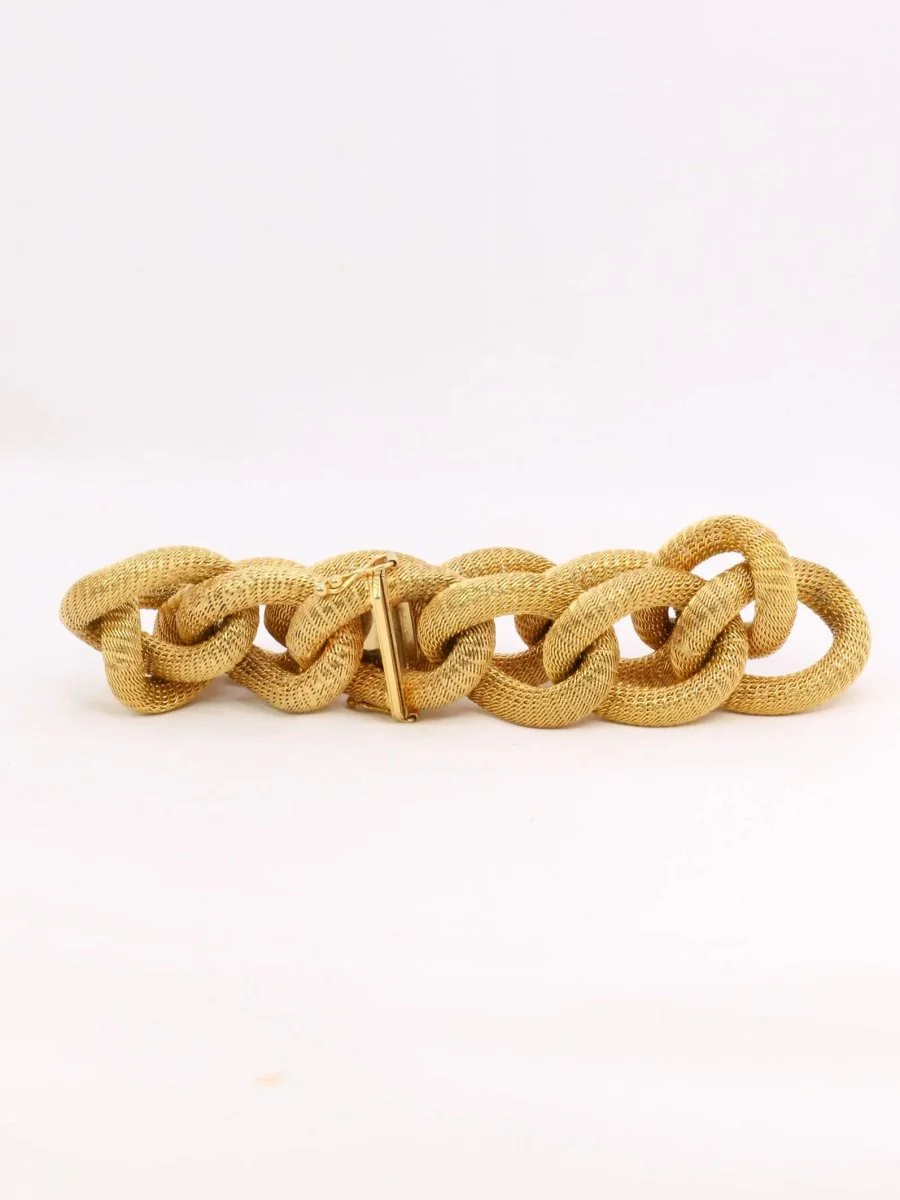 Bracelet or jaune maillons textures ovales - Image 8