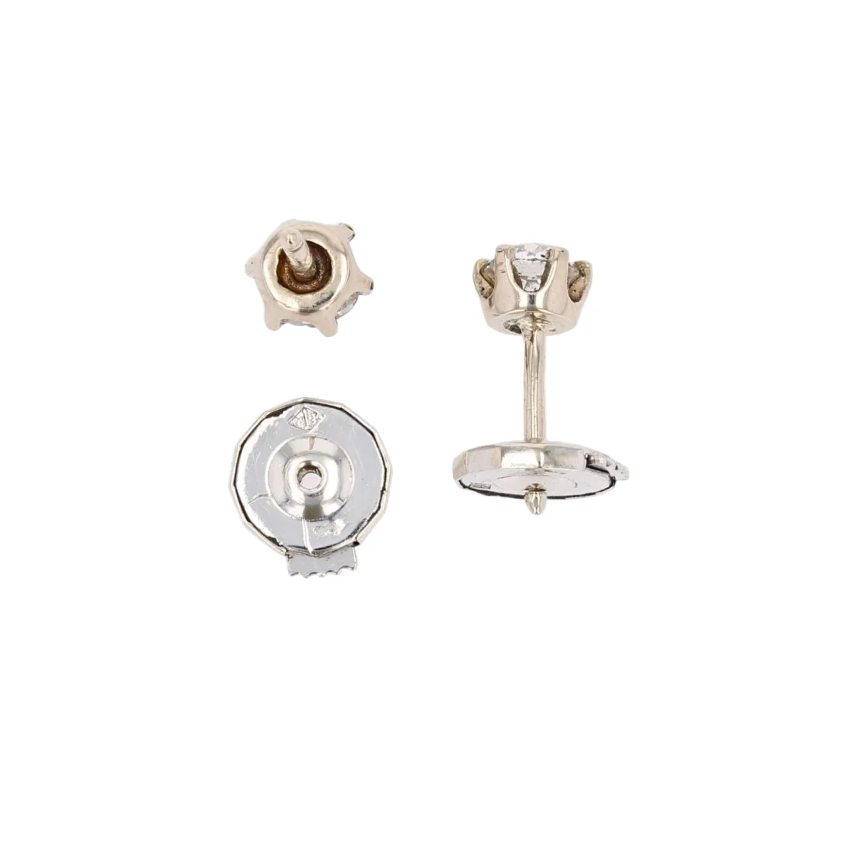 Boucles d'oreilles Puces en or blanc et diamants - Image 4