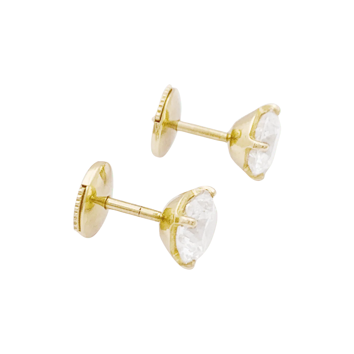 Boucles d'oreilles Puces en or jaune et diamant - Image 5