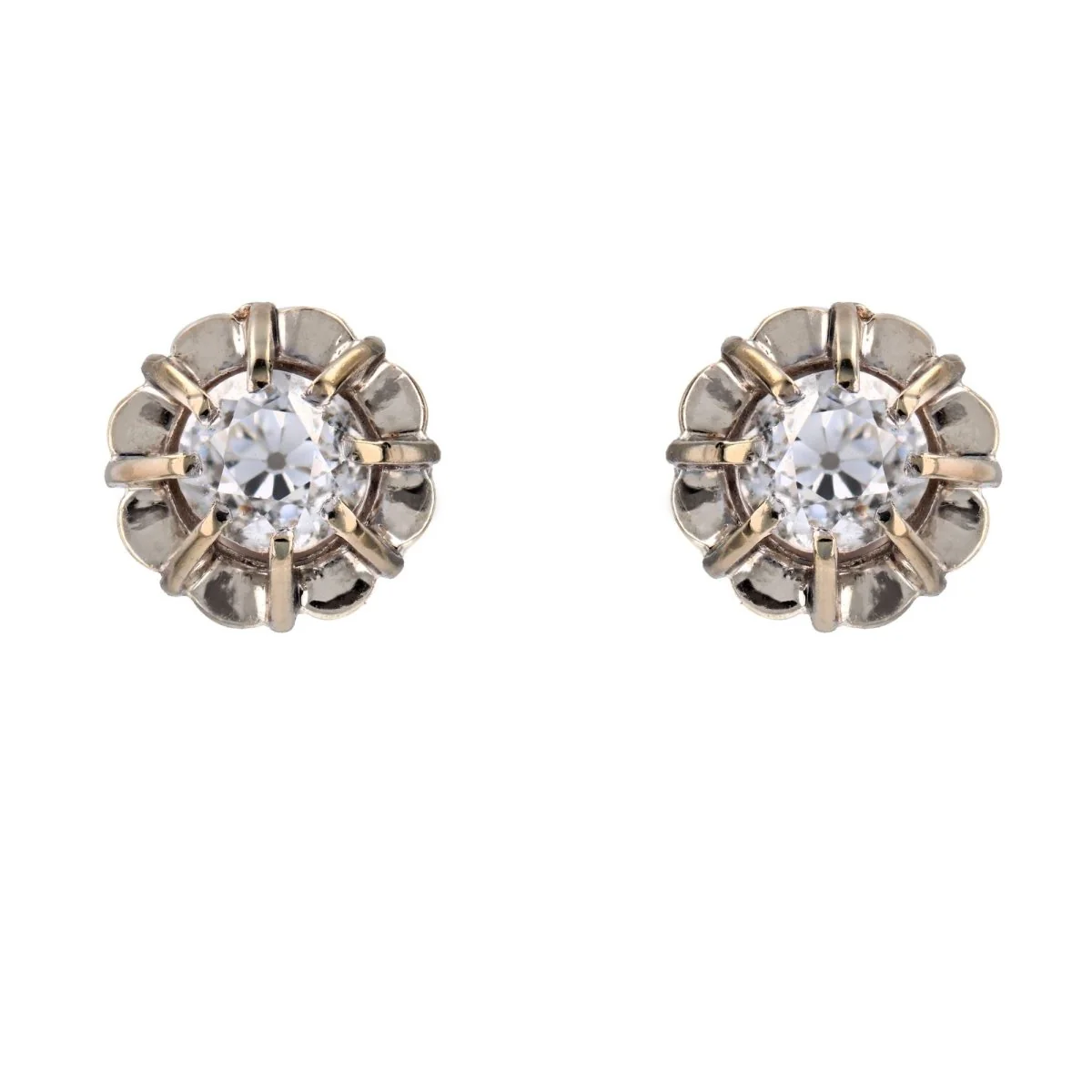Boucles d'oreilles Puces en or blanc et diamants