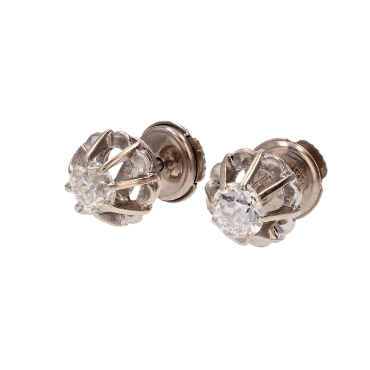Boucles d'oreilles Puces en or blanc et diamants - Image 3