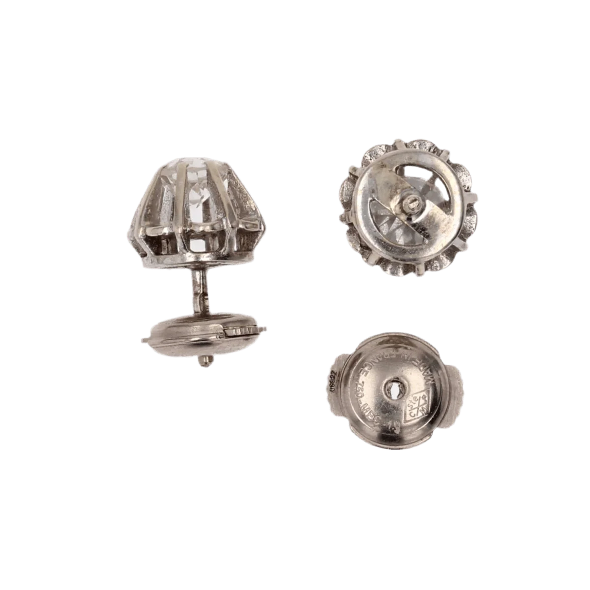 Boucles d'oreilles Puces en or blanc et diamants - Image 4