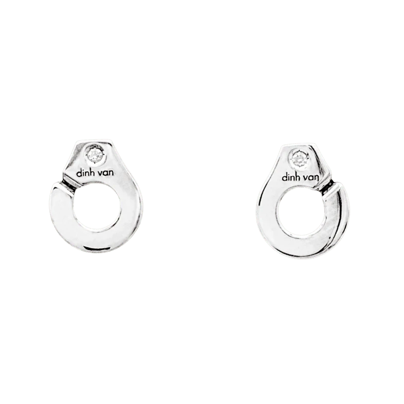 Boucles d'oreilles Puces DINH VAN "Menottes R7,5" en or blanc et diamants