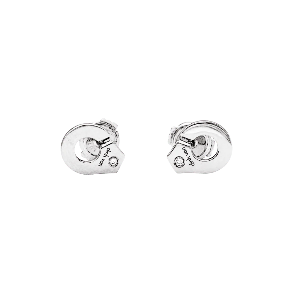 Boucles d'oreilles Puces DINH VAN "Menottes R7,5" en or blanc et diamants - Image 3