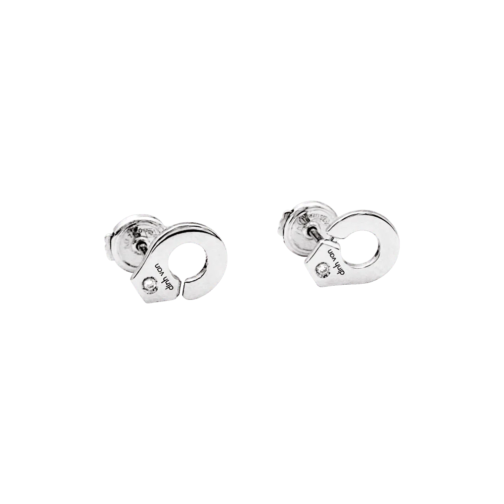 Boucles d'oreilles Puces DINH VAN "Menottes R7,5" en or blanc et diamants - Image 4
