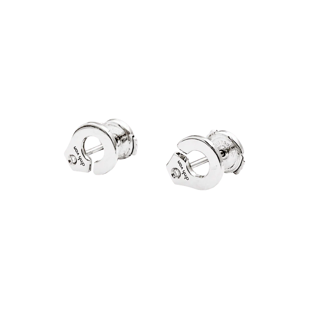 Boucles d'oreilles Puces DINH VAN "Menottes R7,5" en or blanc et diamants - Image 5