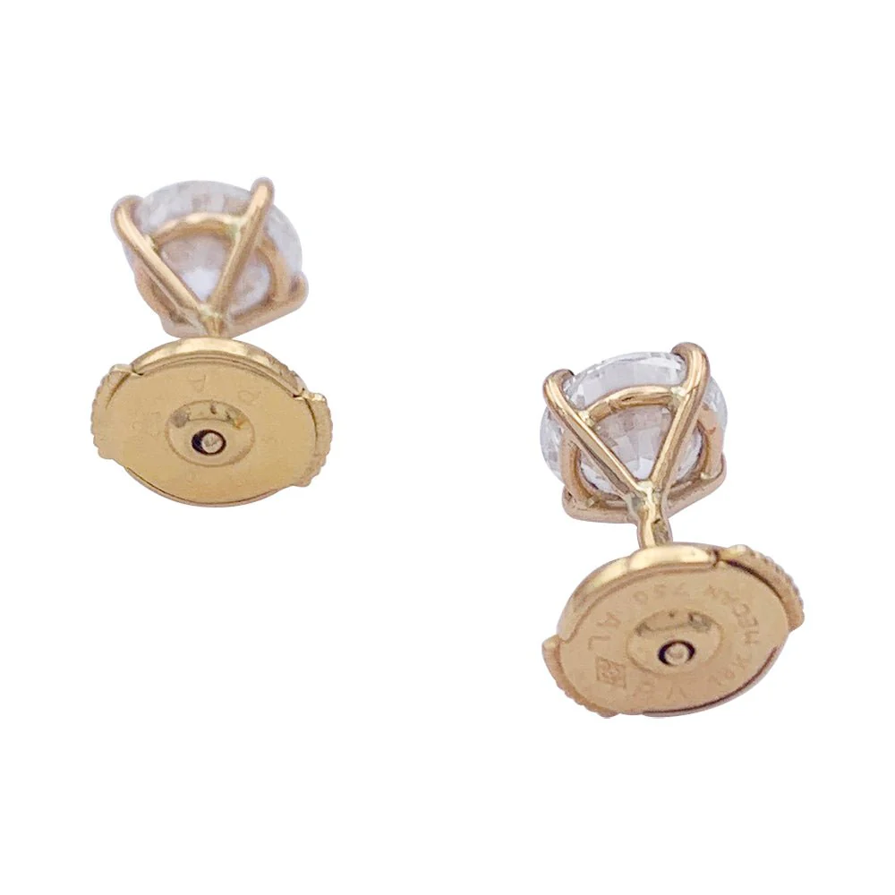 Puces d'oreilles en or jaune, diamants. - Image 3