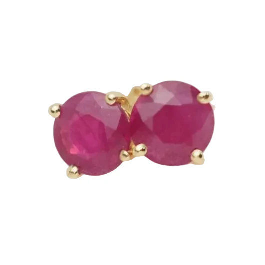 Boucles d'oreilles Puces en or jaune et rubis