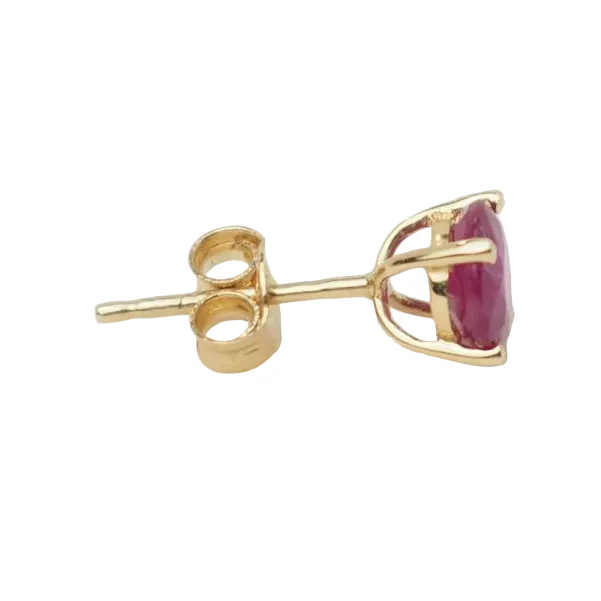 Boucles d'oreilles Puces en or jaune et rubis - Image 3