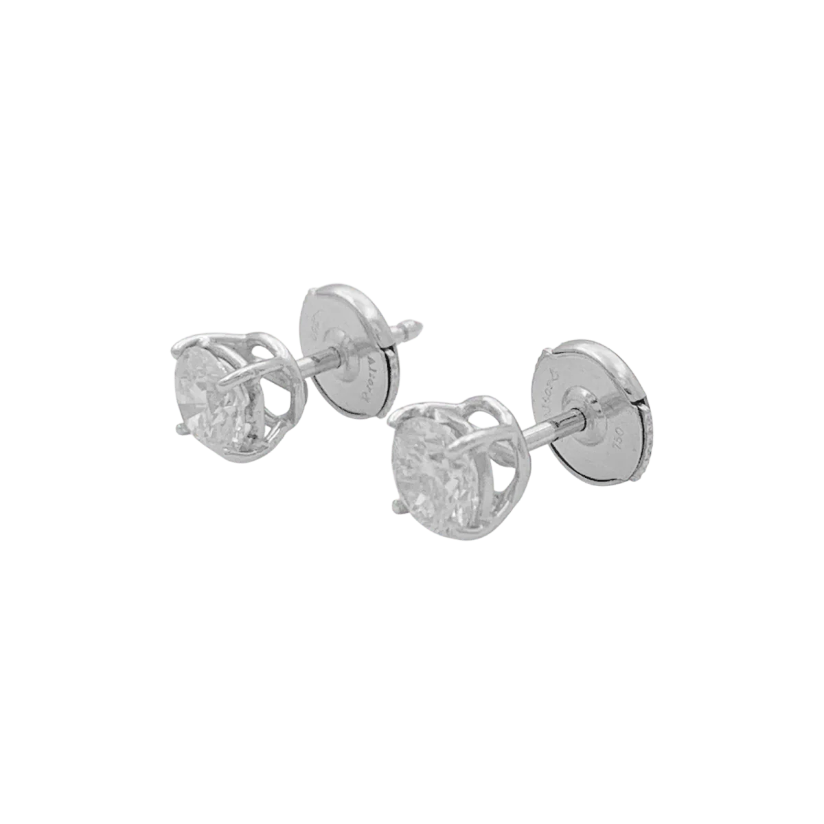 Boucles d'oreilles Puces en or blanc et diamants - Image 4